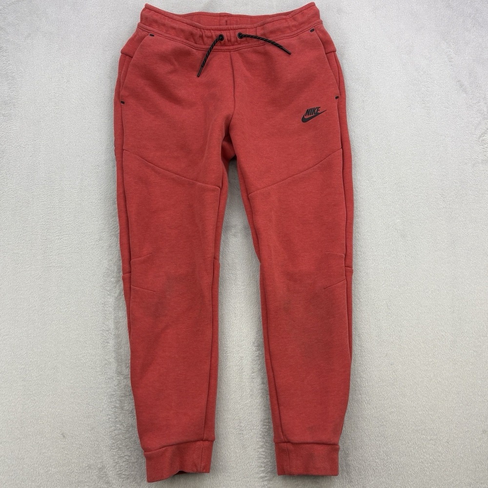 Nike Pants Mens XL Red Tech Joggers Swoosh Cuffed Drawstring Athletic Sweatpants